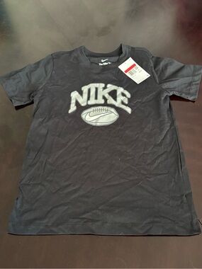 Nike Black Kids Short-Sleeve Football Logo Tee